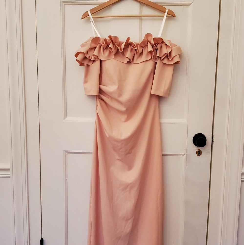 Xscape Off-Shoulder Pink Dress